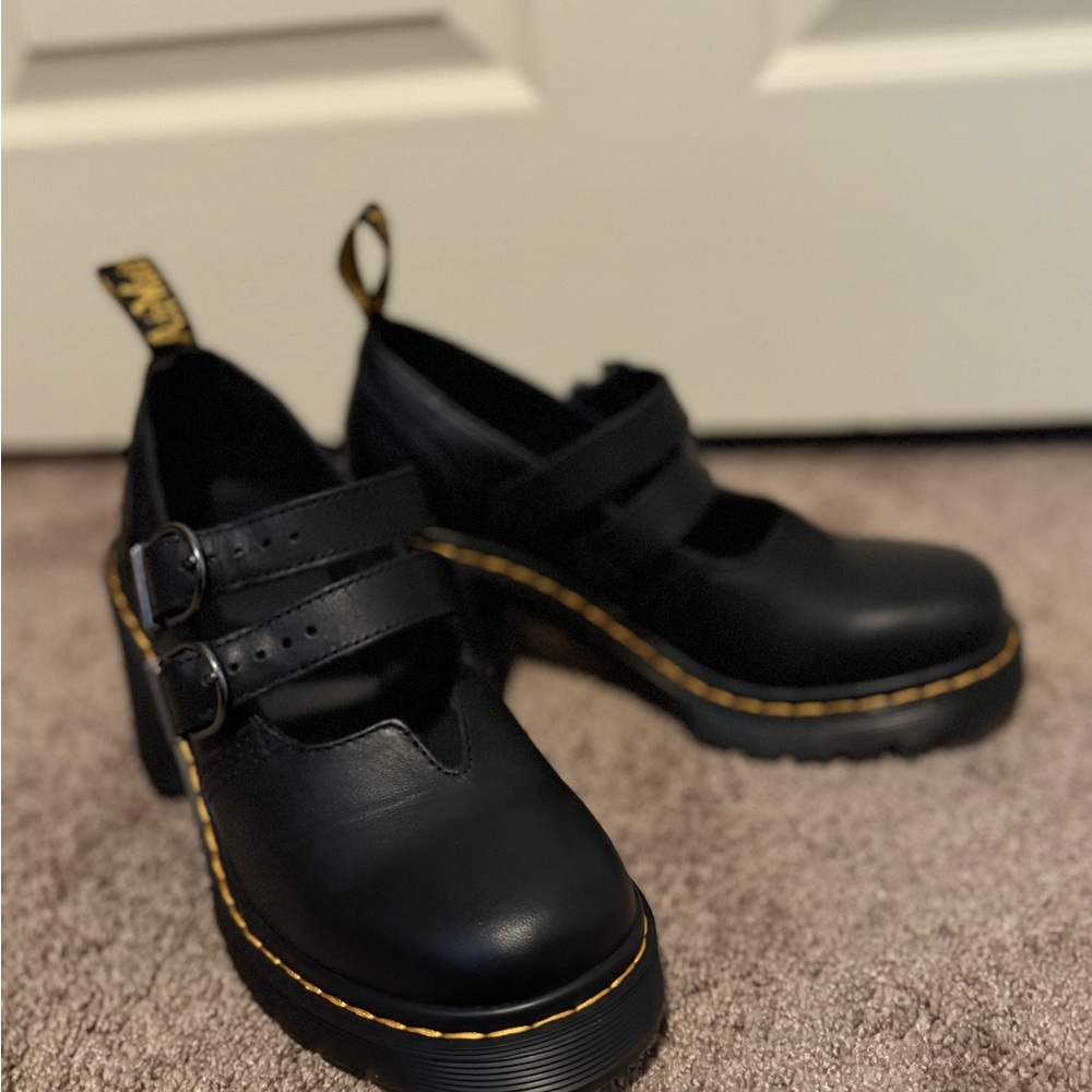 Dr Martens EVIEE SENDAL LEATHER HEELED SHOES - Picture 8 of 13
